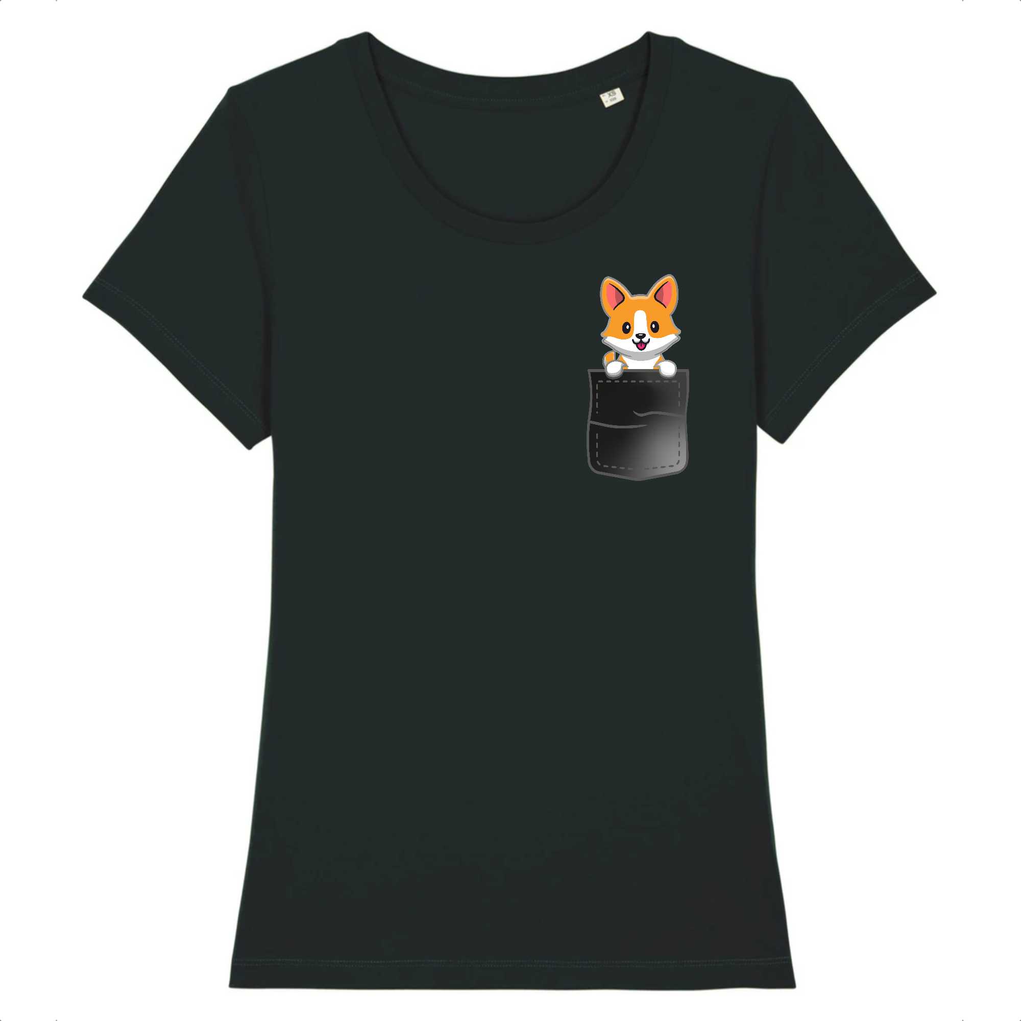 T-shirt Femme Chien Corgi dans la poche