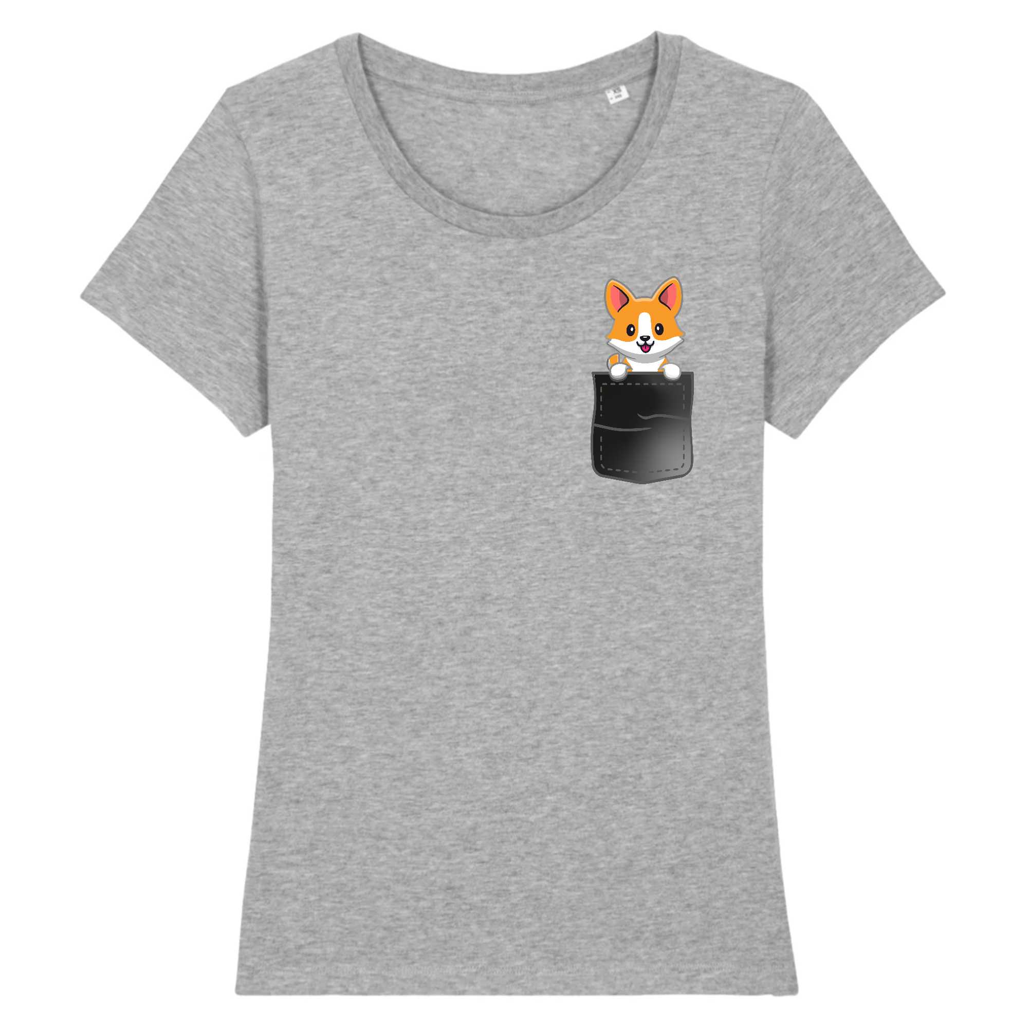 T-shirt Femme Chien Corgi dans la poche
