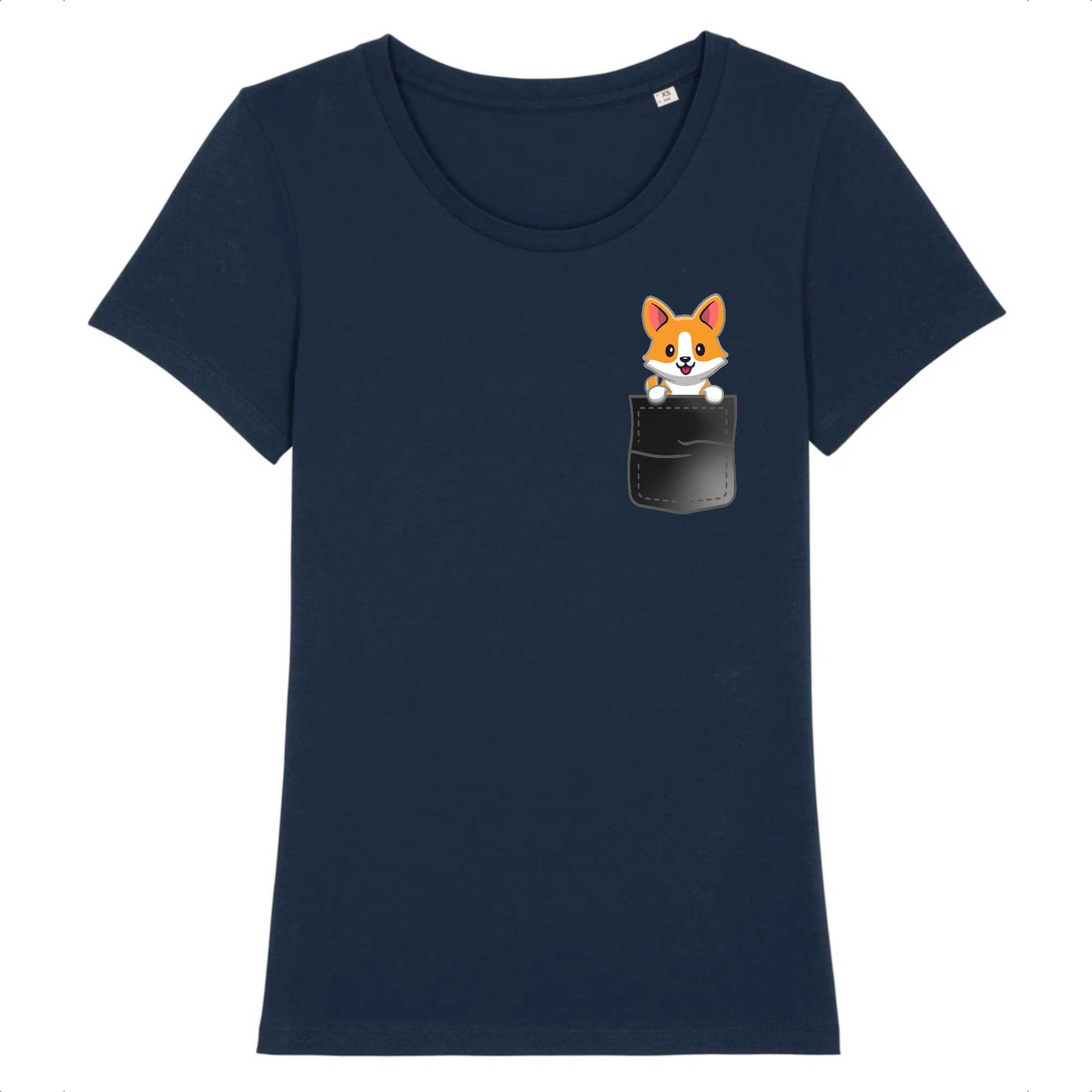 T-shirt Femme Chien Corgi dans la poche