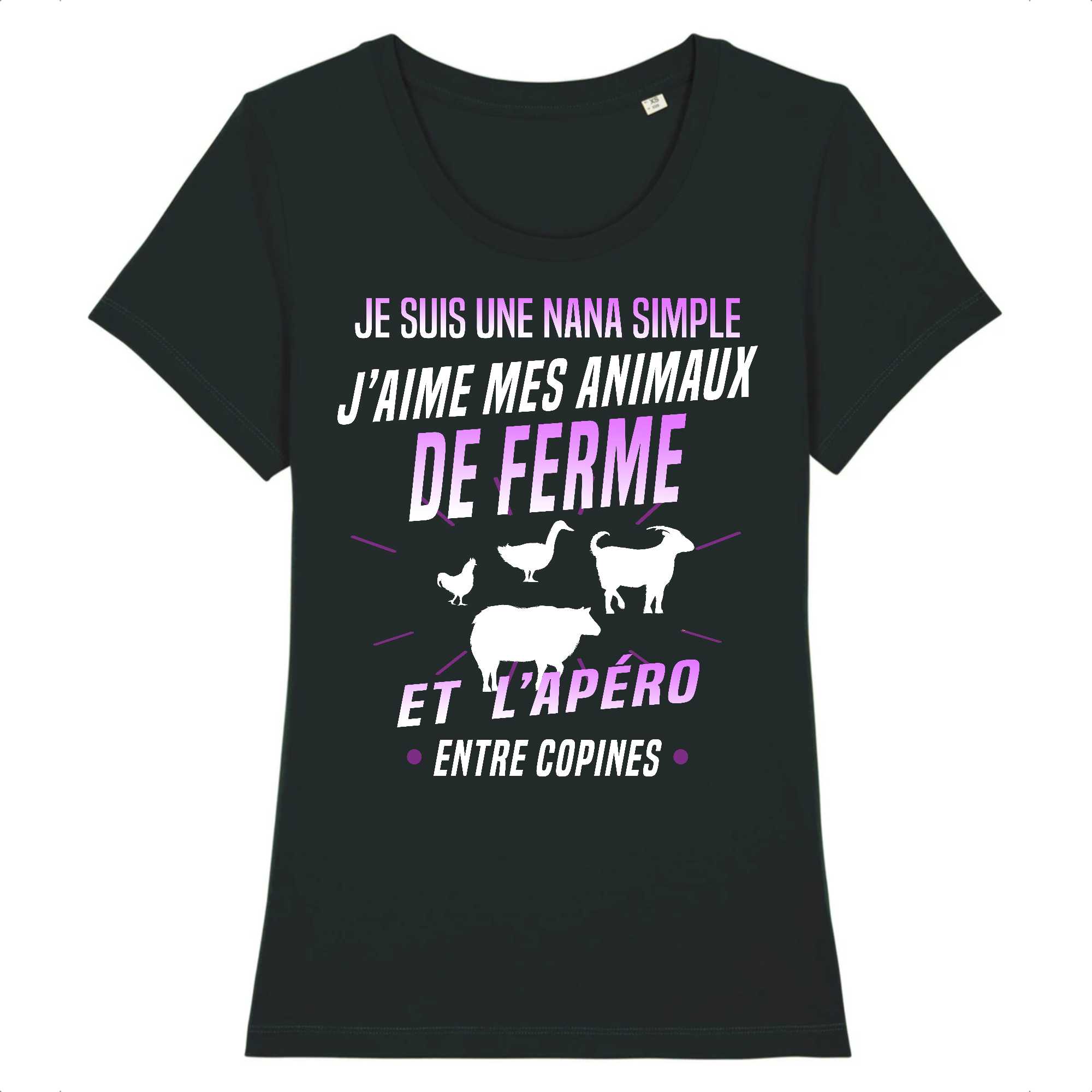 T-shirt Femme J'aime mes animaux de ferme et l'apéro