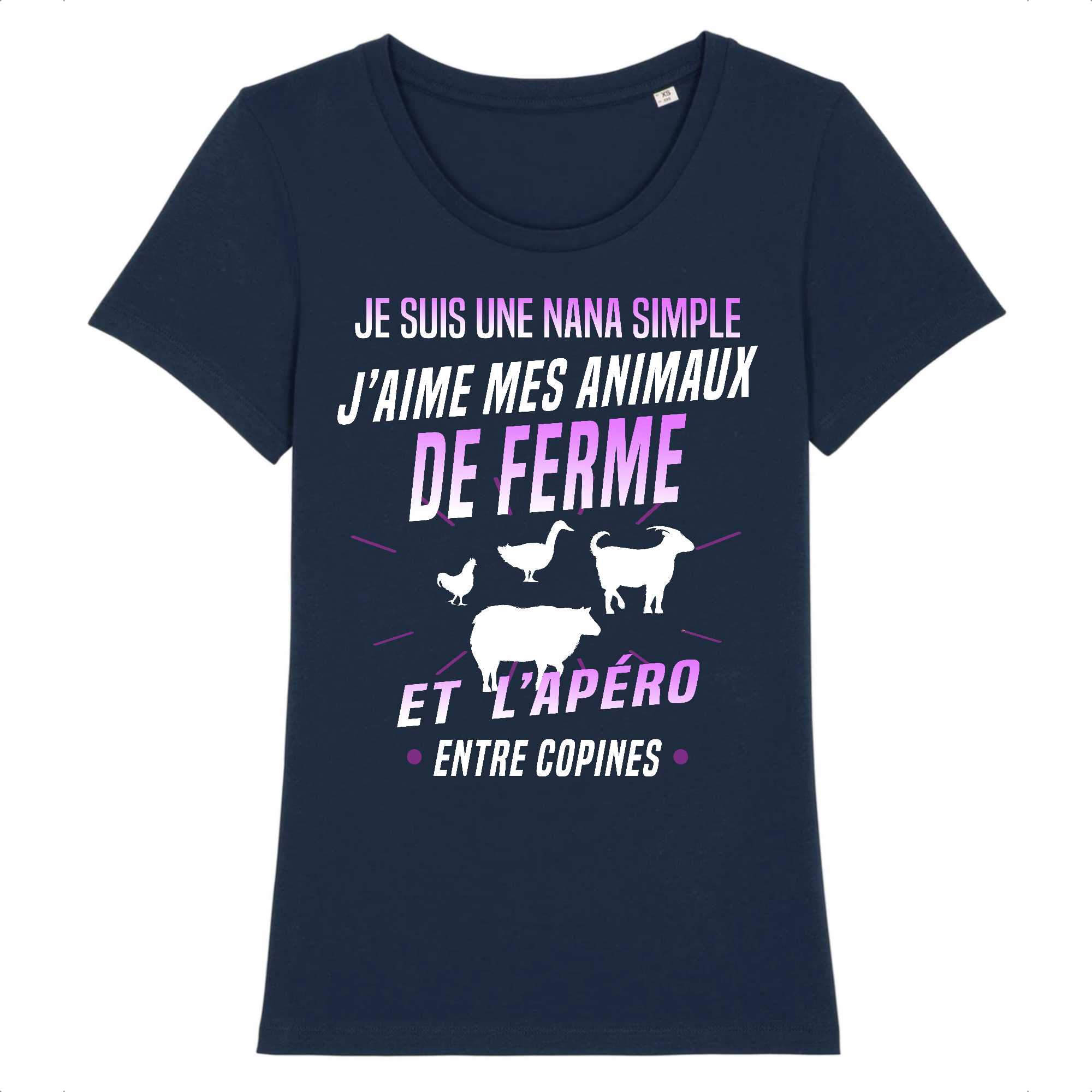 T-shirt Femme J'aime mes animaux de ferme et l'apéro