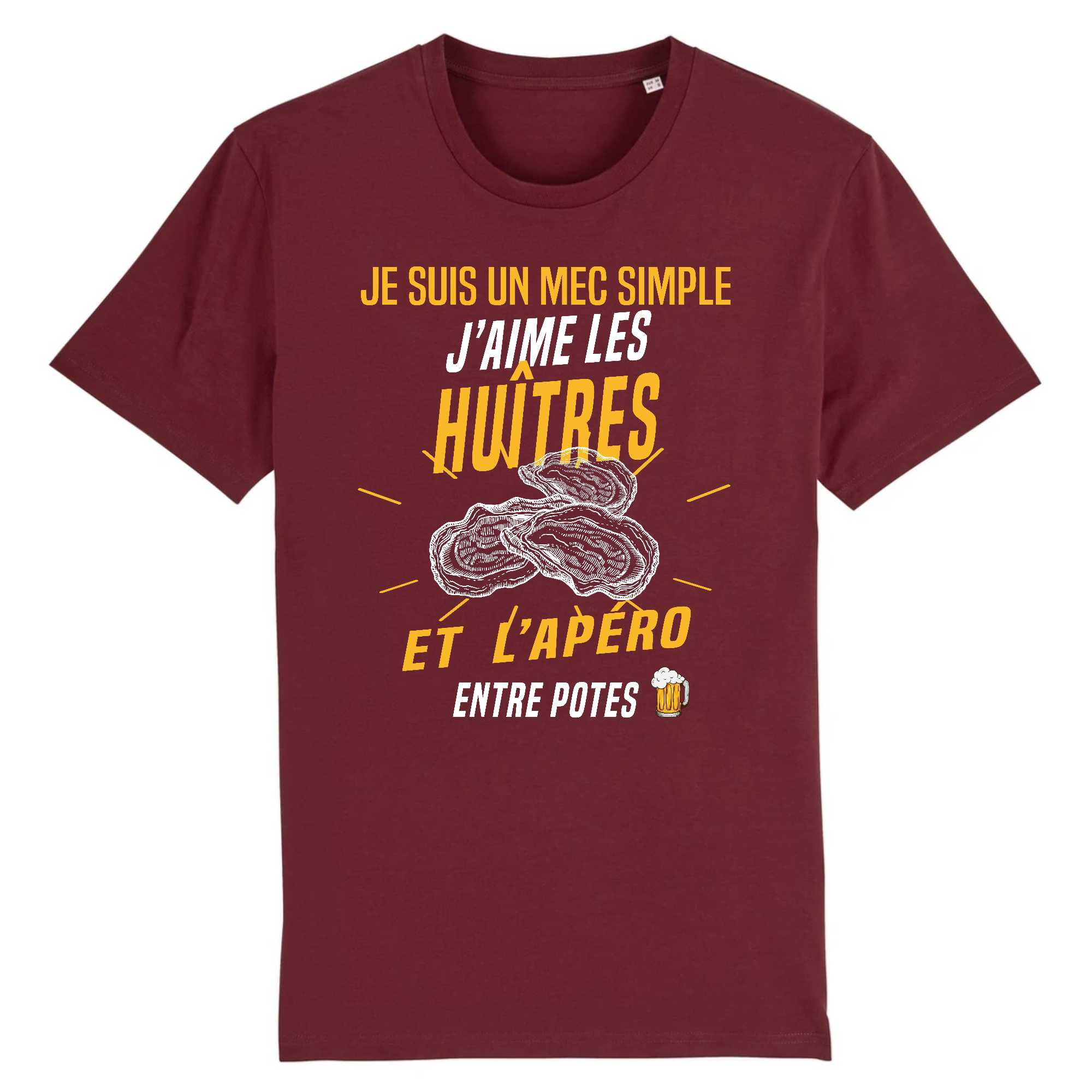 T-shirt Homme J'aime les huîtres et l`apéro