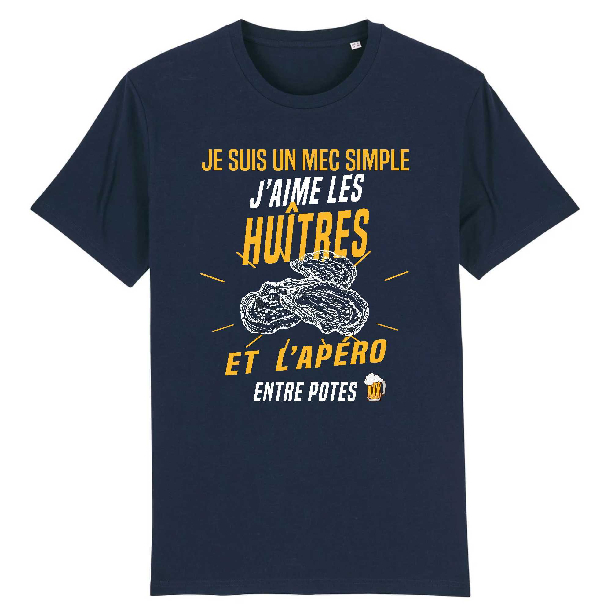 T-shirt Homme J'aime les huîtres et l`apéro